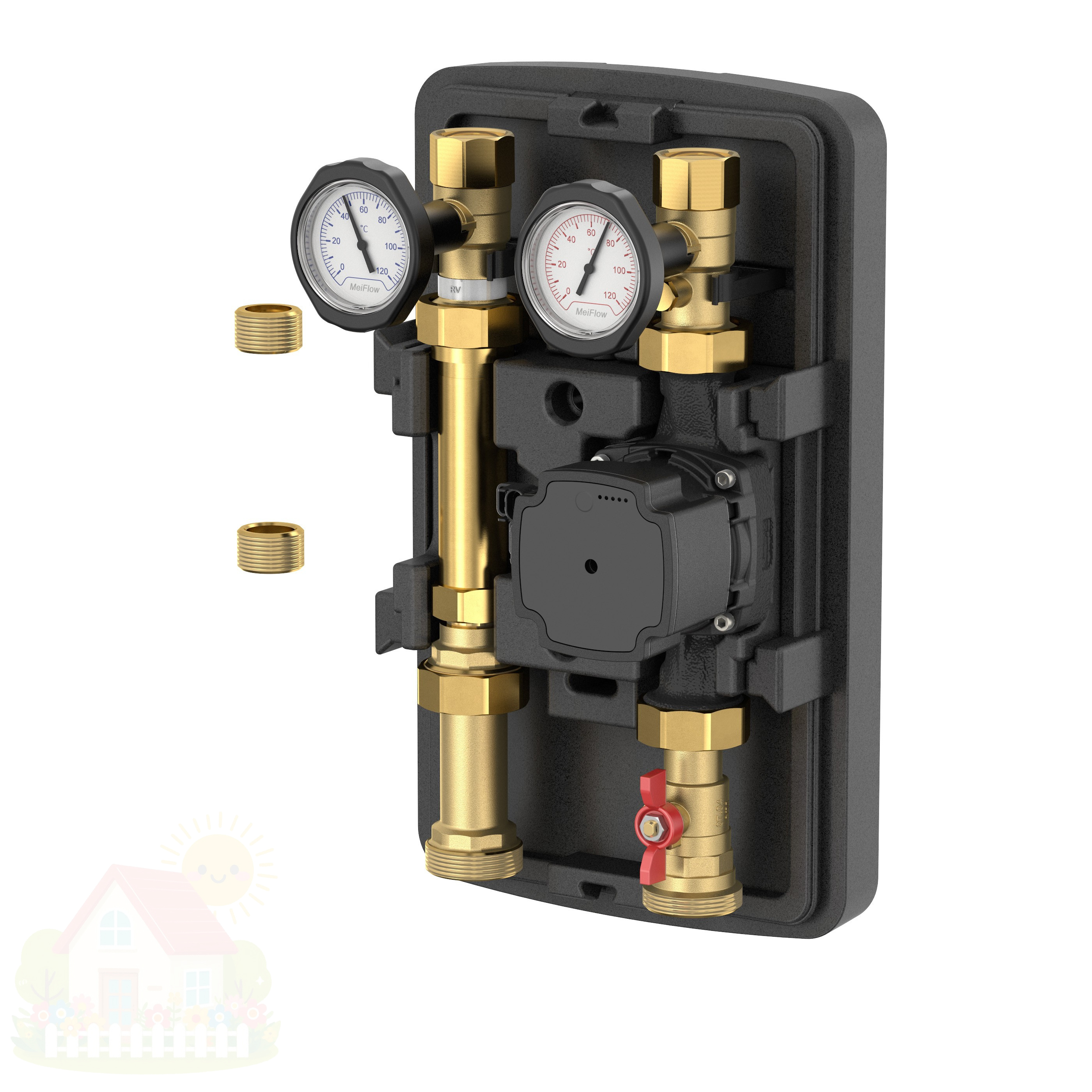 Купить Насосная группа Meibes MeiFlow Top S UC-M DN25 с насосом Grundfos UPM3 25-70 (арт.M66911.36Z) — фото товара в каталоге