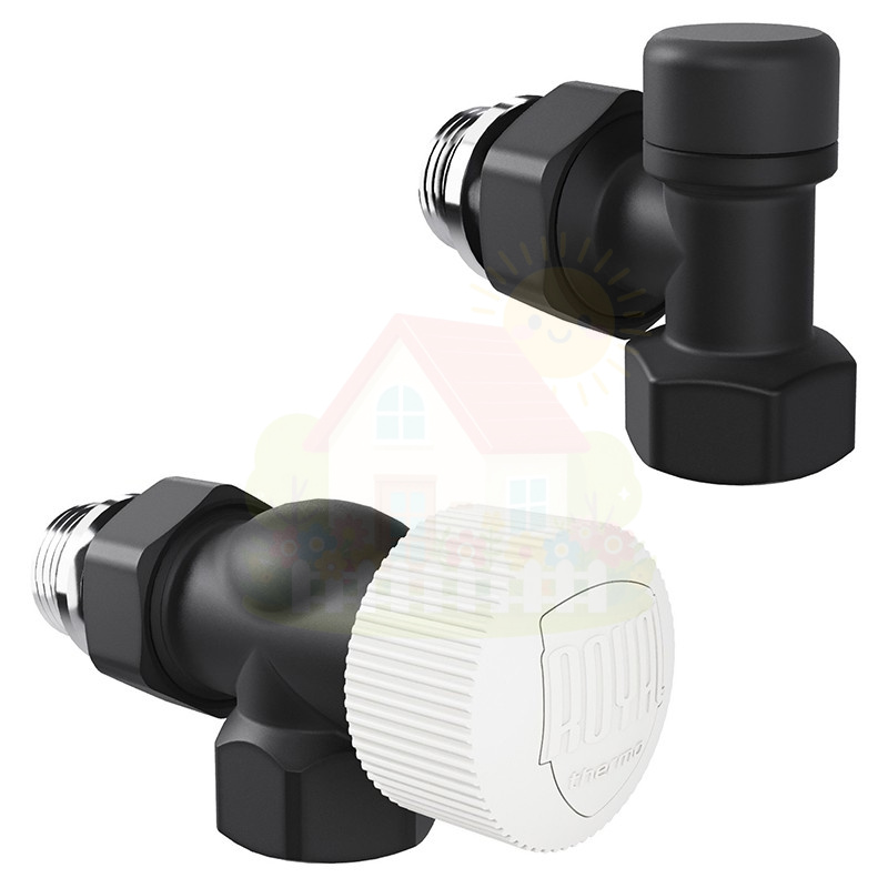 Инженерная сантехника Набор термостатический осевой Royal Thermo Design 1/2"М30х1,5 (Черный) — детальное фото