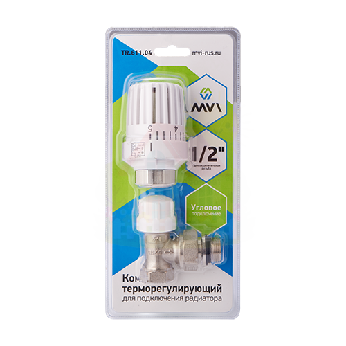 Инженерная сантехника Комплект терморегулирующий угловой MVI 1/2" для подключения радиатора 2в1 — детальное фото