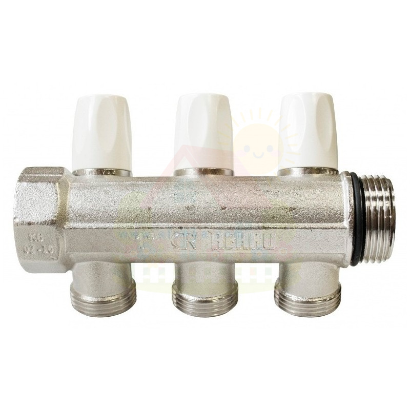 Инженерная сантехника Распределительный коллектор Rehau 1"x3/4" -3 отвода евроконус — детальное фото