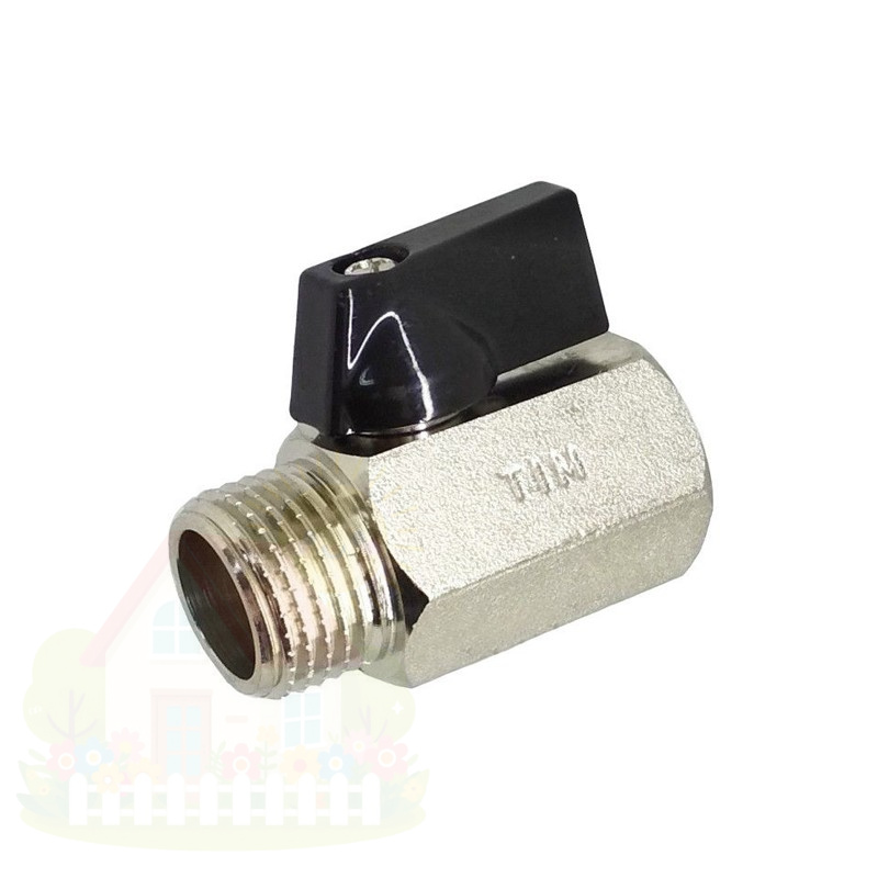 Купить Кран шаровой мини Tim 1/2" ВР/НР ручка-черная хромированный — фото товара в каталоге