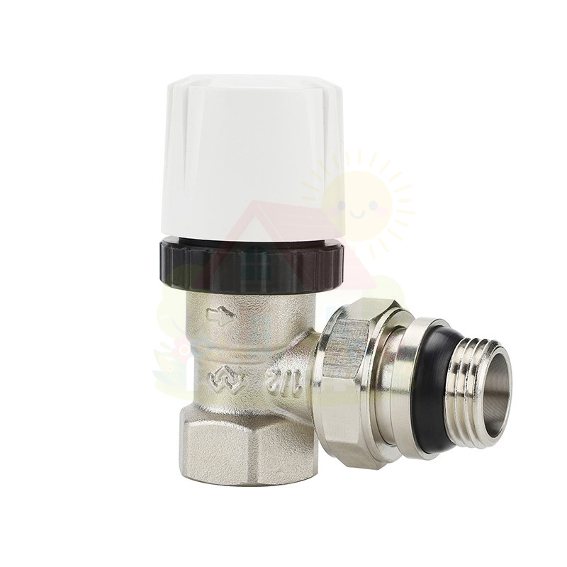 Инженерная сантехника Клапан радиаторный угловой Varmega 1/2" резьба ВР/НР, с самоуплотняющимся полусгоном — детальное фото