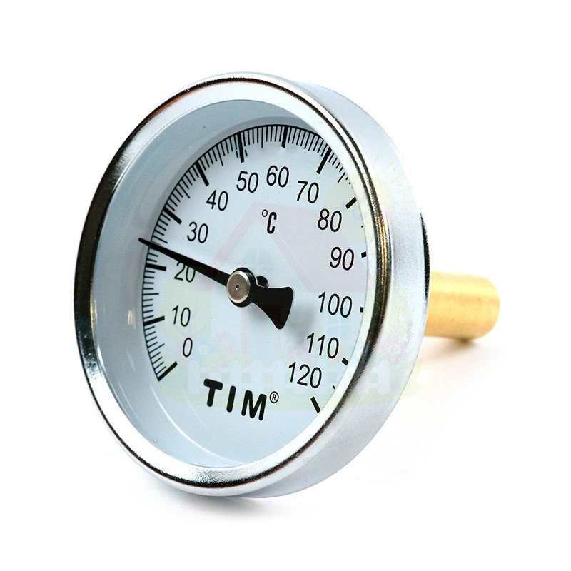 Инженерная сантехника Термометр с погружной гильзой (55мм) TIM 1/2" (0-120°С) — детальное фото