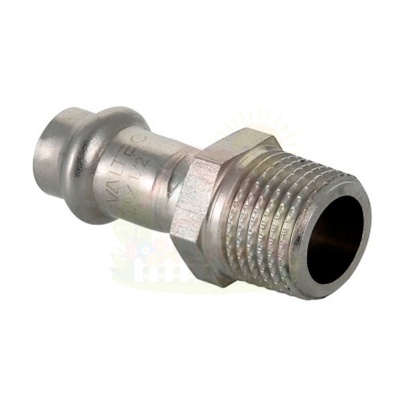 Инженерная сантехника Соединитель Valtec наружная резьба VT.INOX-PRESS 18x1/2" из нержавейки (арт.VTi.901.I.001804) — детальное фото
