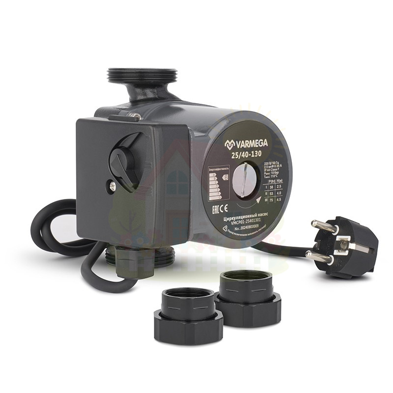 Инженерная сантехника Циркуляционный насос Varmega VMCP01 25/60-130, с гайками и кабелем — детальное фото