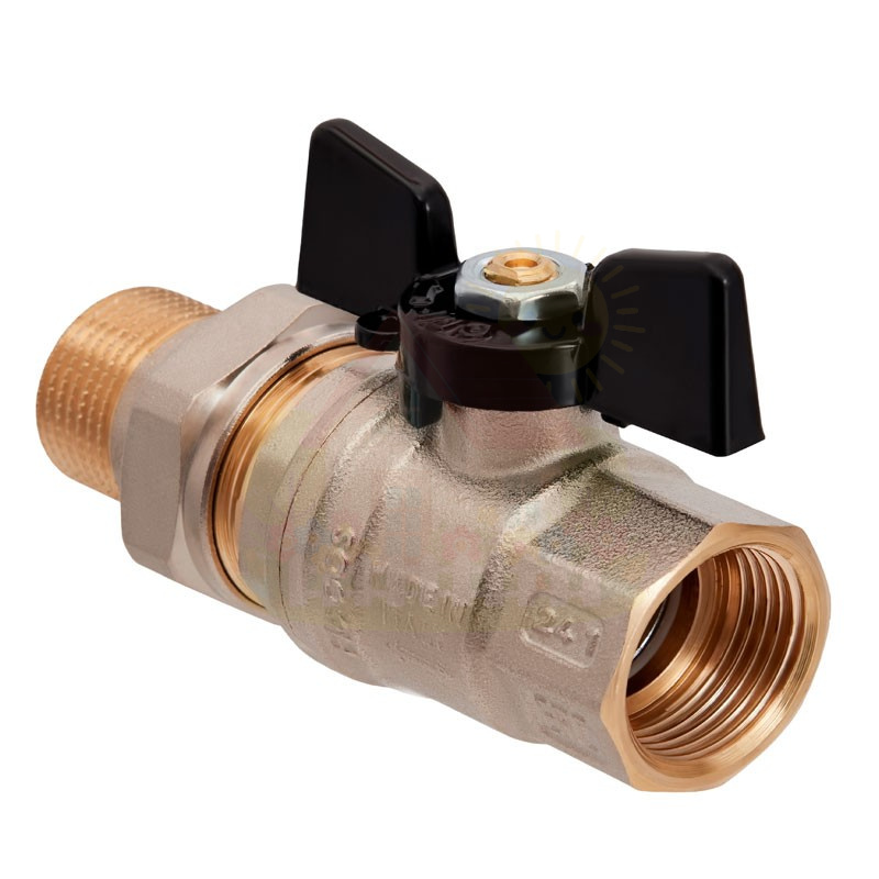 Инженерная сантехника Кран шаровой Hoobs 1 1/4" НР/ВР с американкой латунь ручка-бабочка — детальное фото