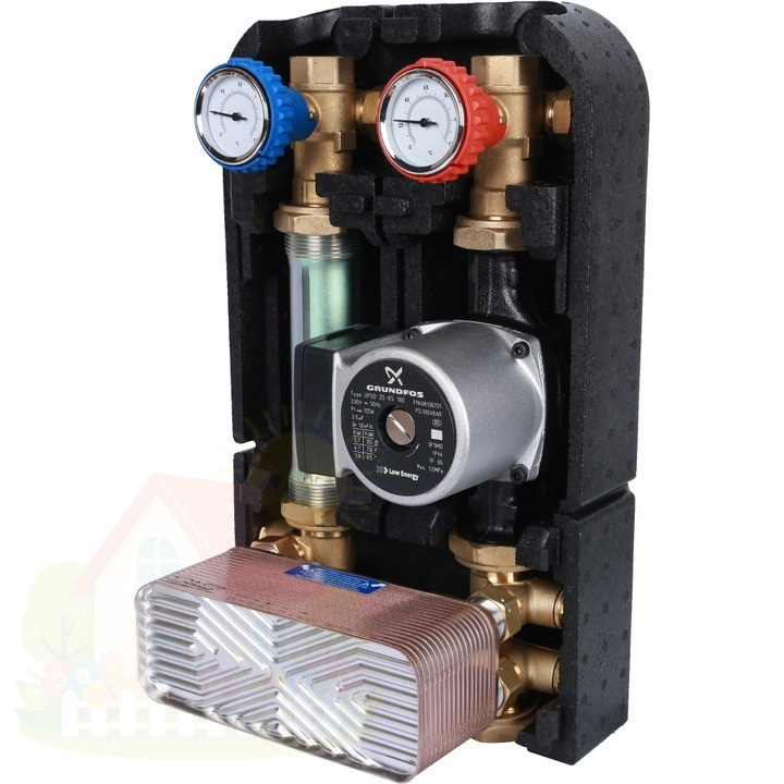 Купить Насосная группа с теплообменником 34 пластины с насосом Grundfos 25-65 Stout SDG-0038-342502 — фото товара в каталоге